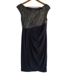 Collection Dressbarn Womens Elegant Black  Dress Metallic Top portion  Size 10p
